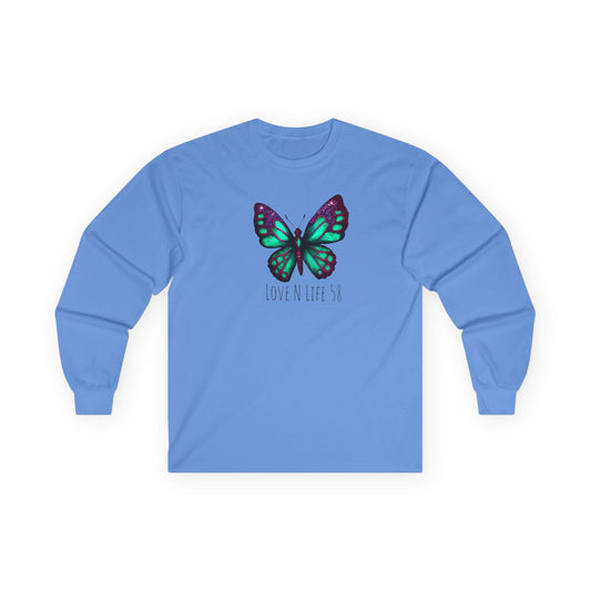 Butterfly Love N Life Unisex Long Sleeve Tee - Vibrant Graphic Shirt for Nature Lovers Gildan