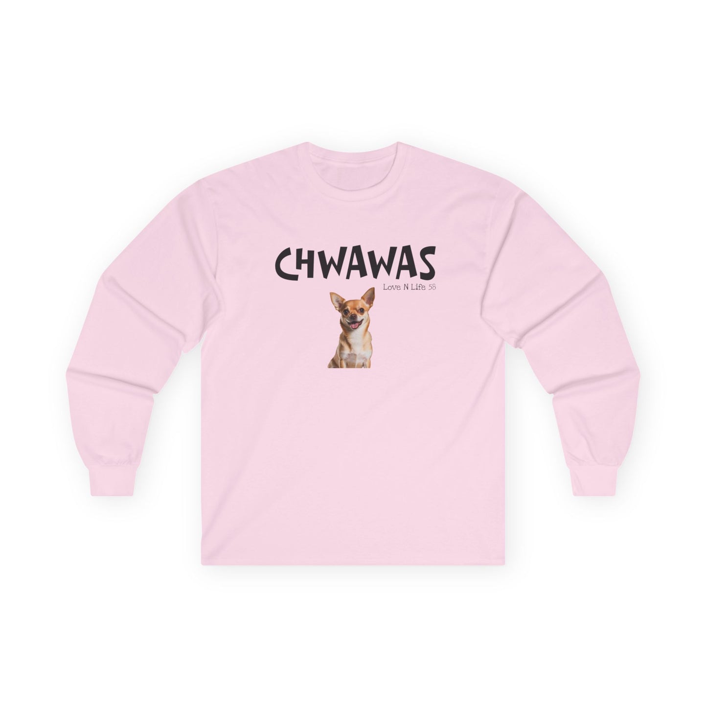 "CHWAWAS" -Chihuahua Graphic Long Sleeve Cute Dog Photo Tee