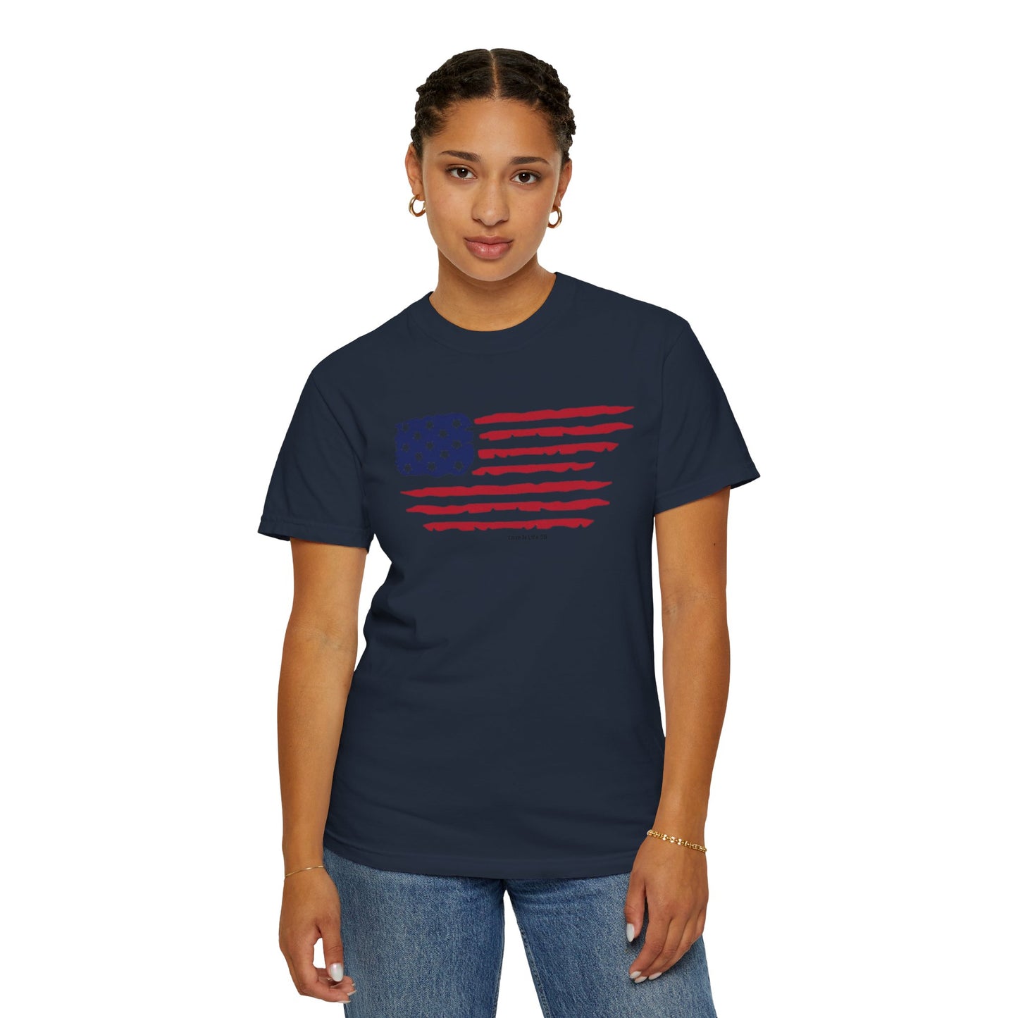 Patriotic Flag Love USA Tee - Comfort Colors