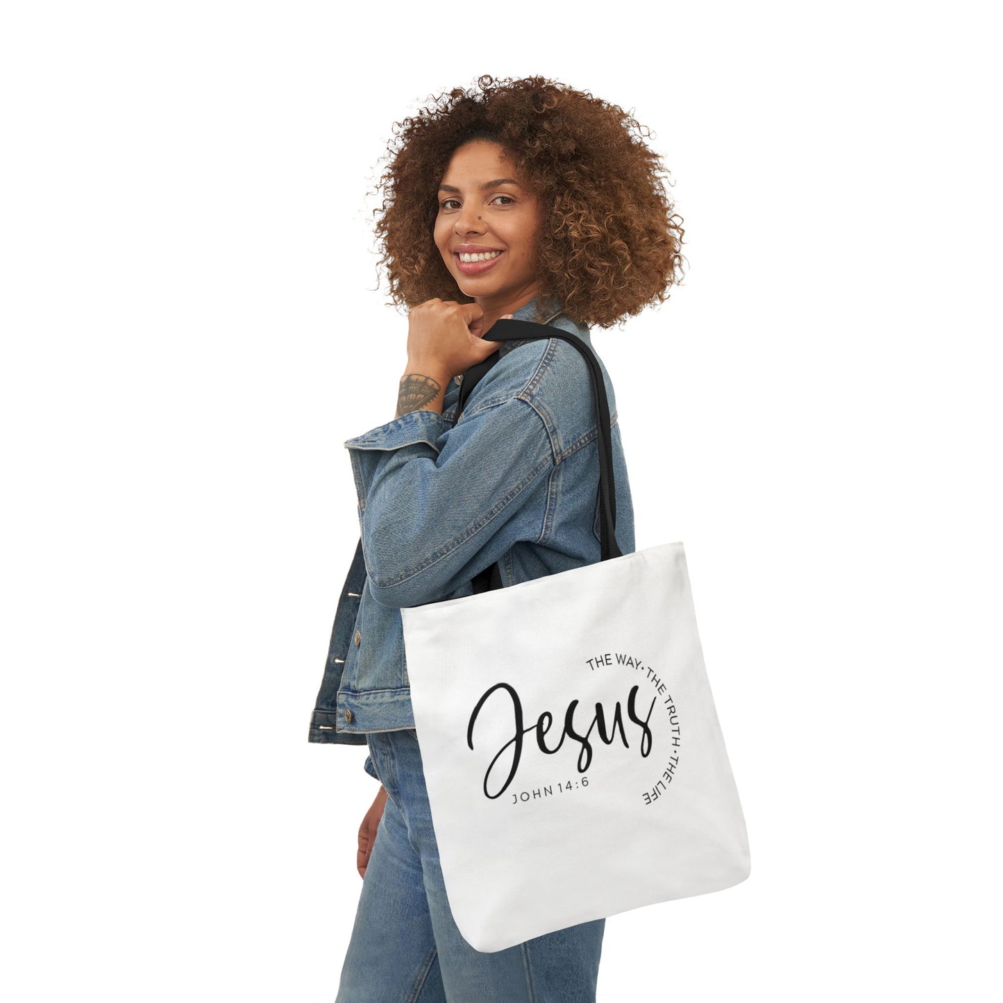 Inspirational Canvas Tote Bag - Faithful Design, Jesus Quote