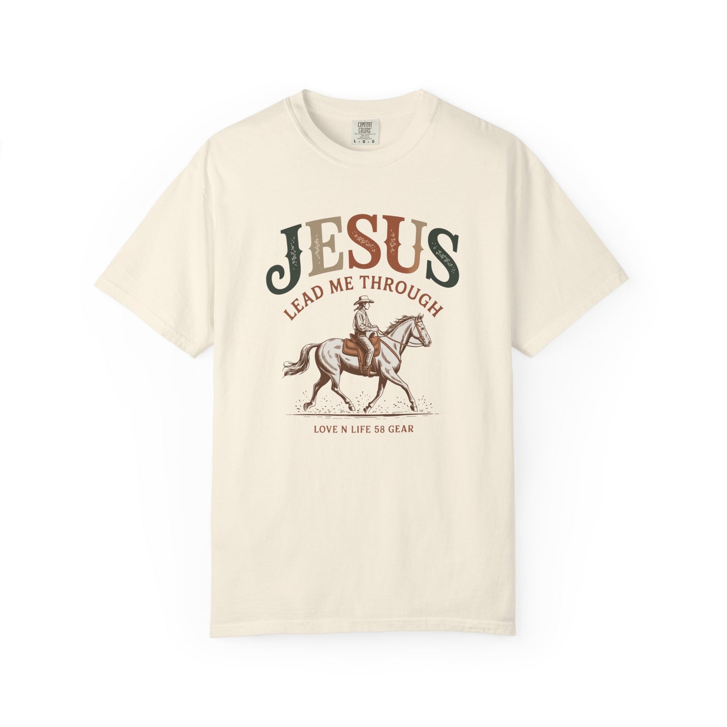 Jesus Lead Me Through Short Sleeve Tee — Christian Cowgirl Faith Tee