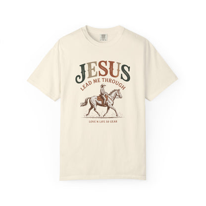 Jesus Lead Me Through Short Sleeve Tee — Christian Cowgirl Faith Tee