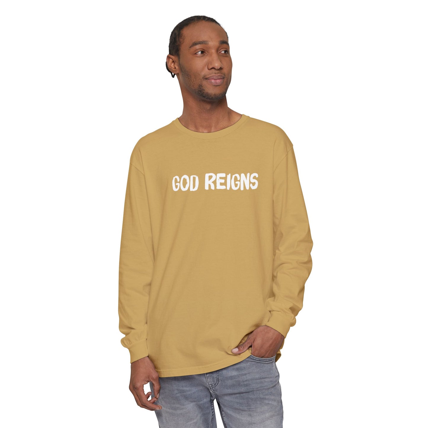 GOD REIGNS- Comfort Colors Long Sleeve