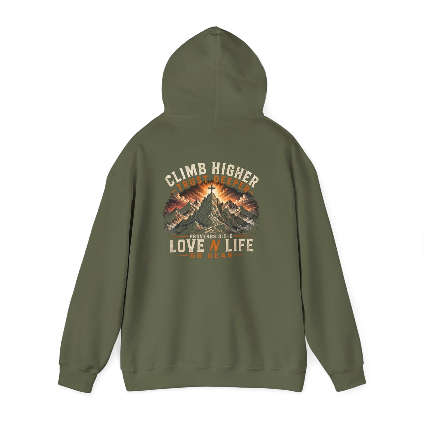 Mountain Climbing Hoodie — "Climb Higher, Trust Deeper" Adventure Pullover