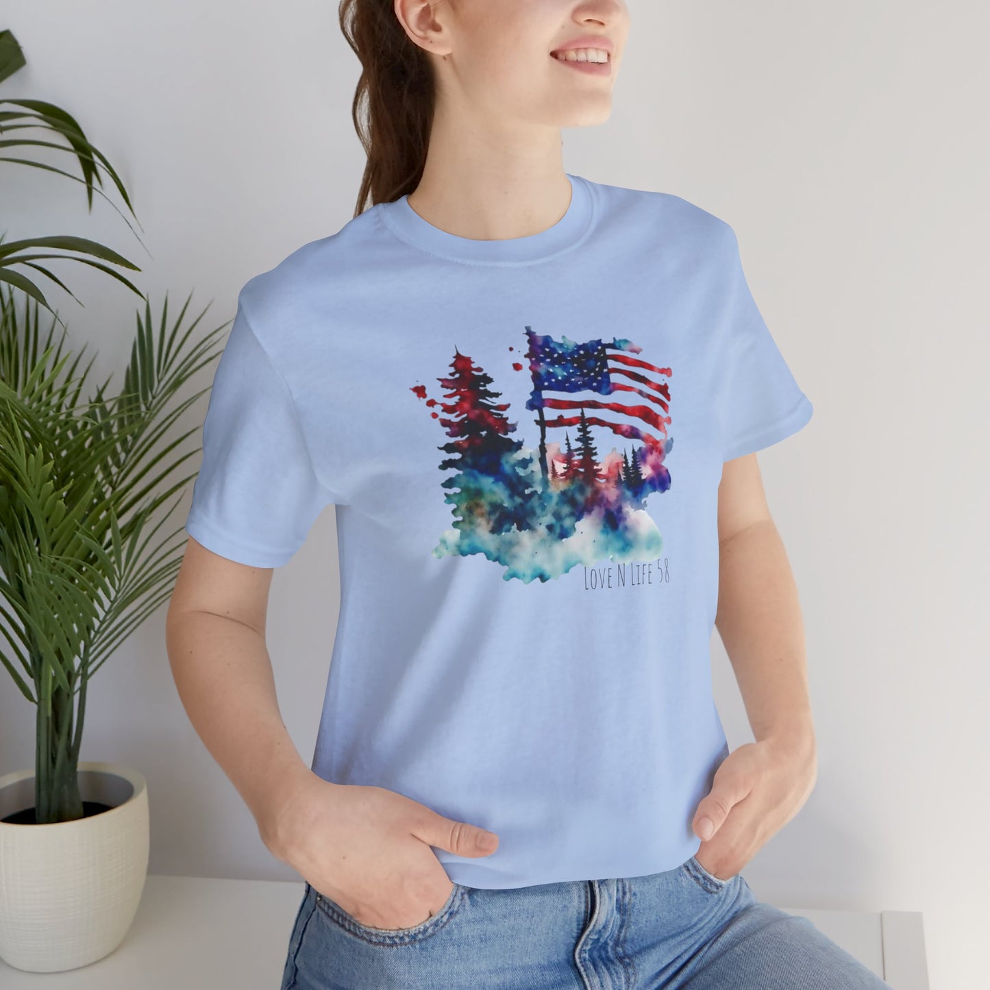 American Flag Patriotic LoveNLife58 Tee - Bella Canvas