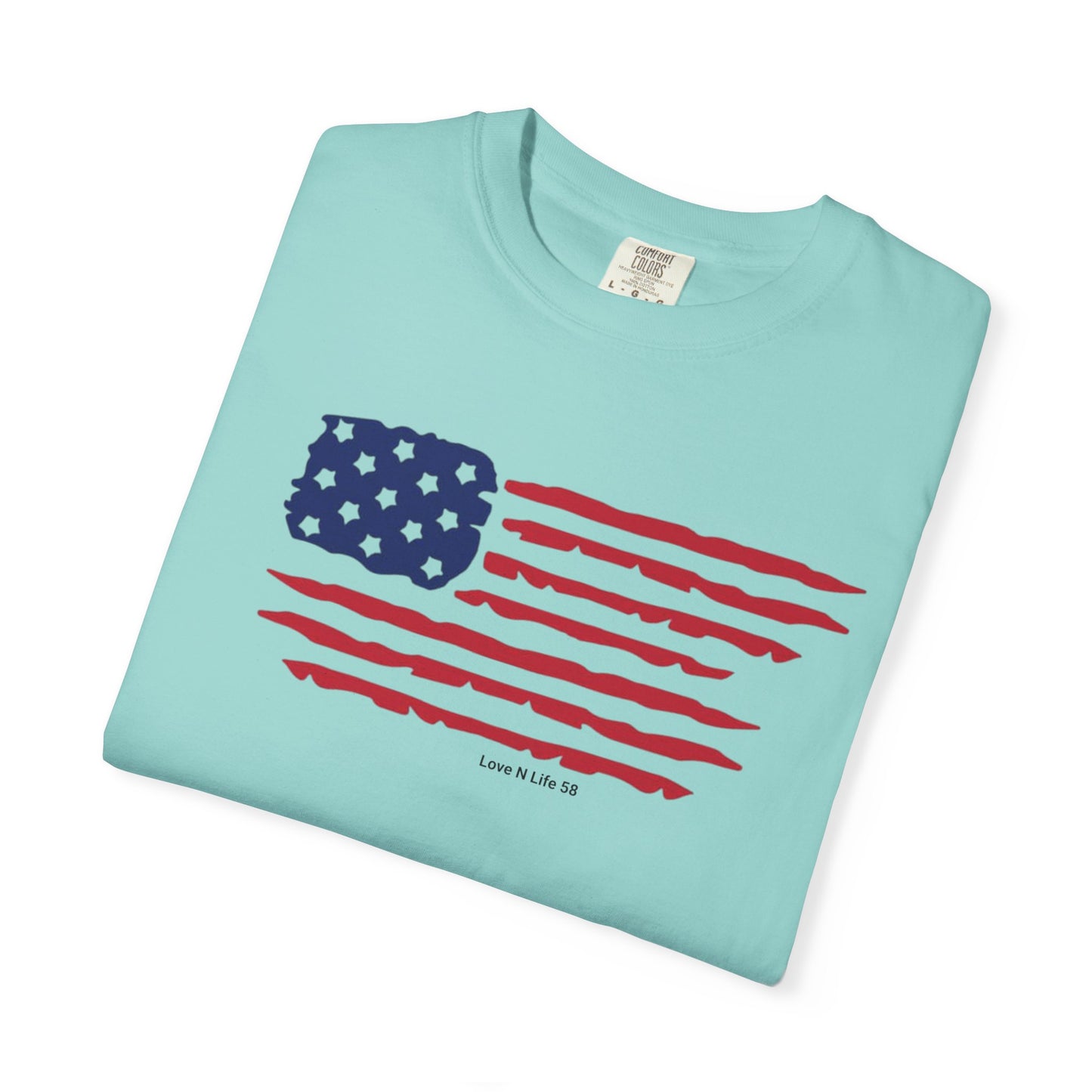 Patriotic Flag Love USA Tee - Comfort Colors