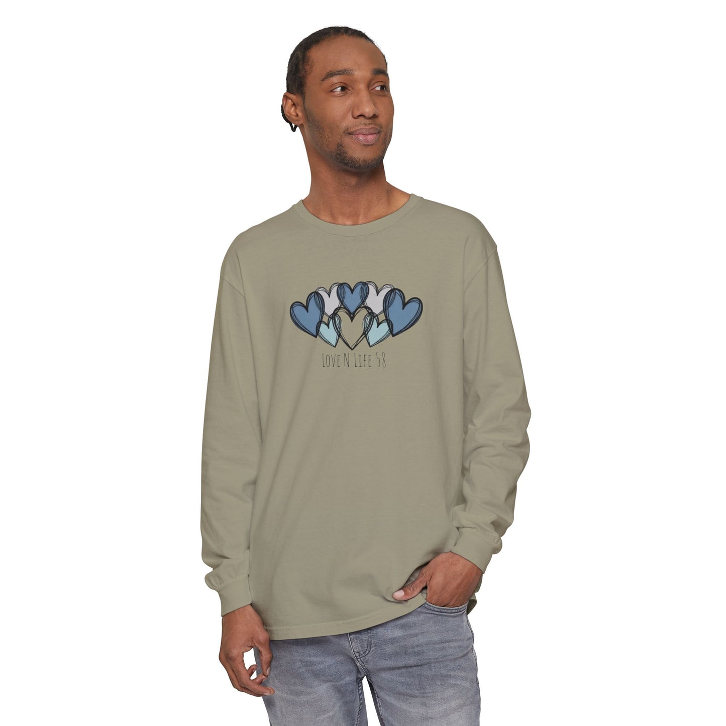 Hearts and Love N Life 58 Tee - Comfort Colors Long Sleeve