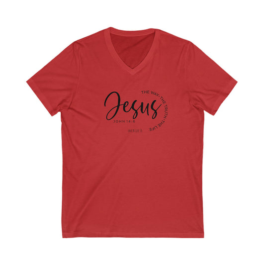 Jesus The Way, The Truth V- Neck Tee - Bella Canvas
