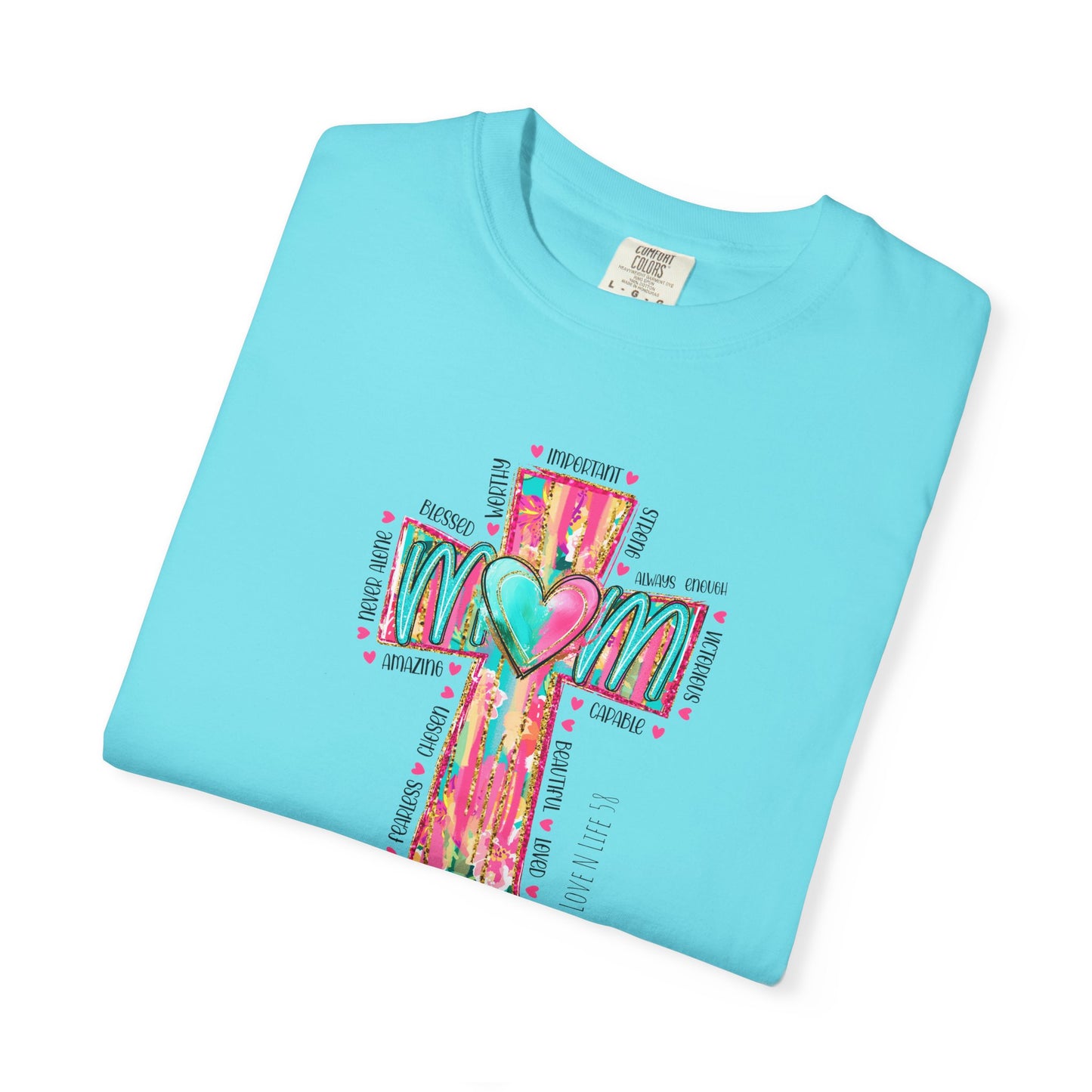 Colorful ‘Mom’ Cross Unisex Garment-Dyed T-shirt Color Comforts