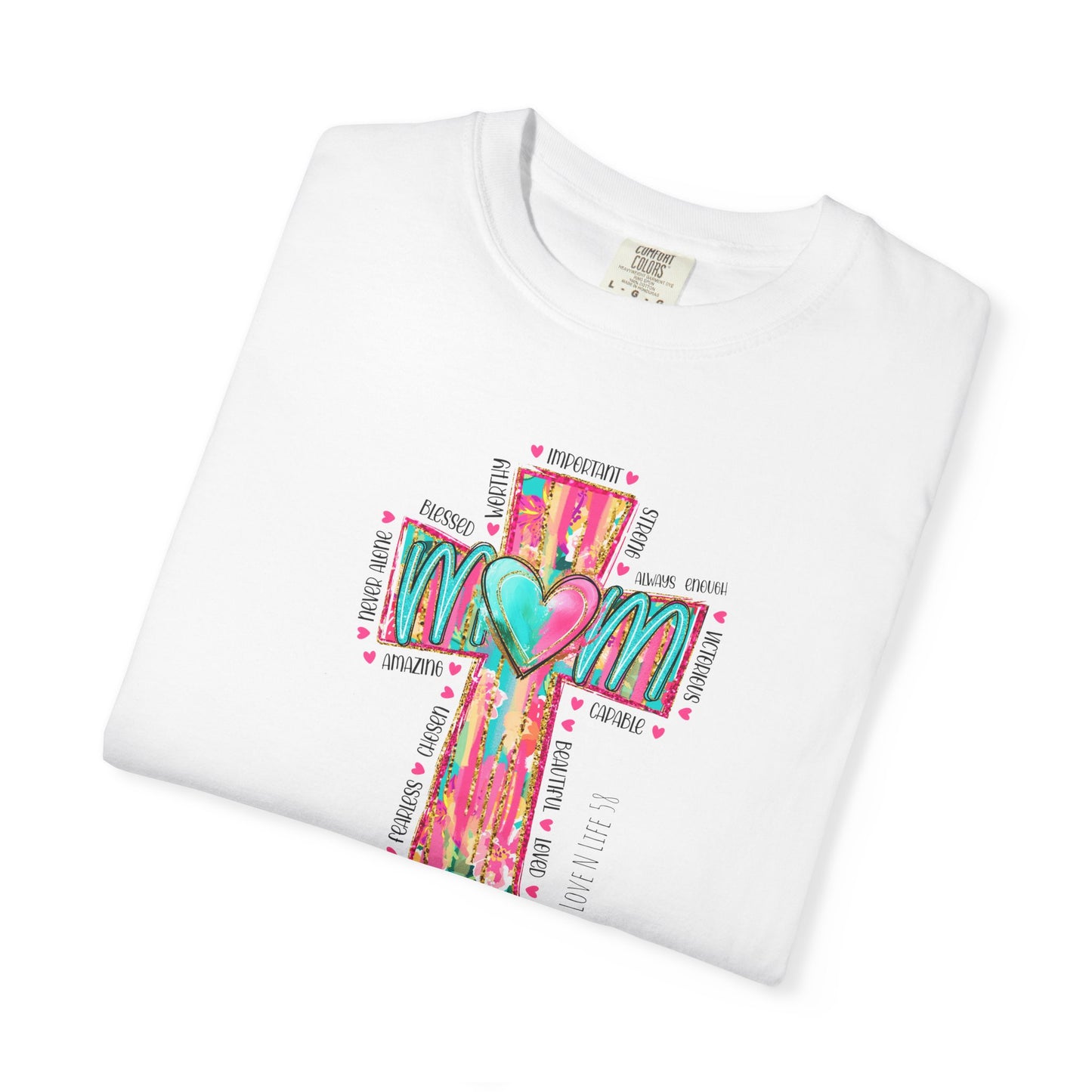 Colorful ‘Mom’ Cross Unisex Garment-Dyed T-shirt Color Comforts