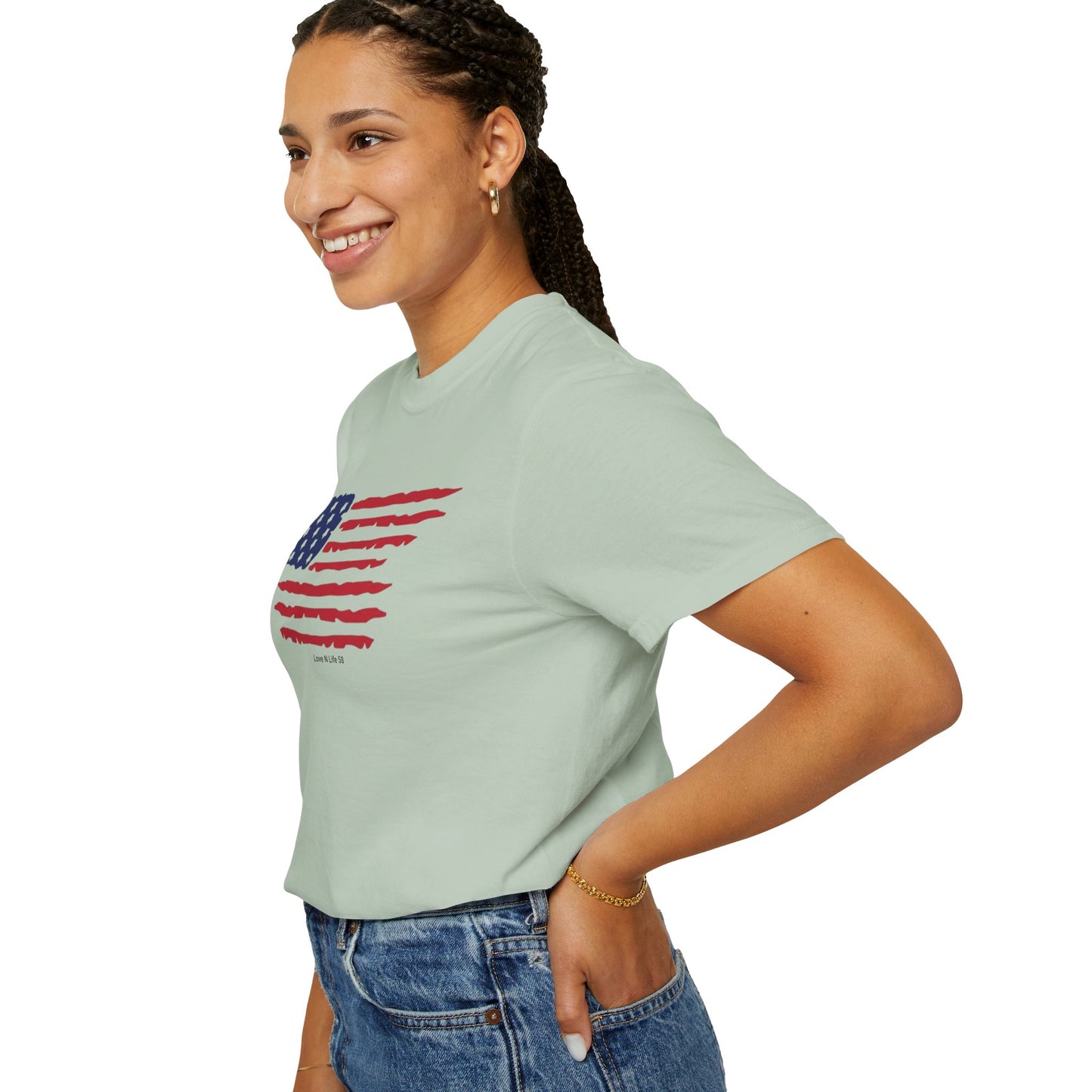 Patriotic Flag Love USA Tee - Comfort Colors