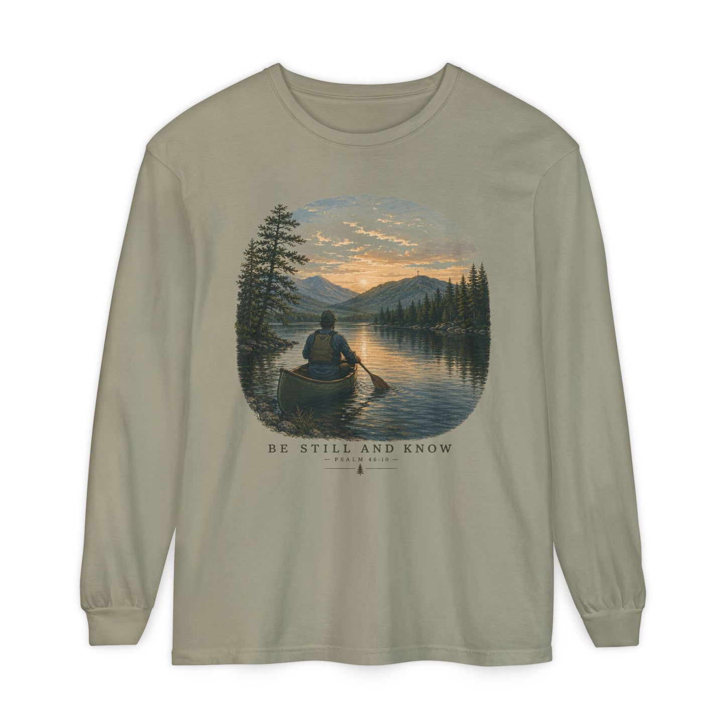 Be Still and Know Long Sleeve Unisex Meditative Canoe Tee