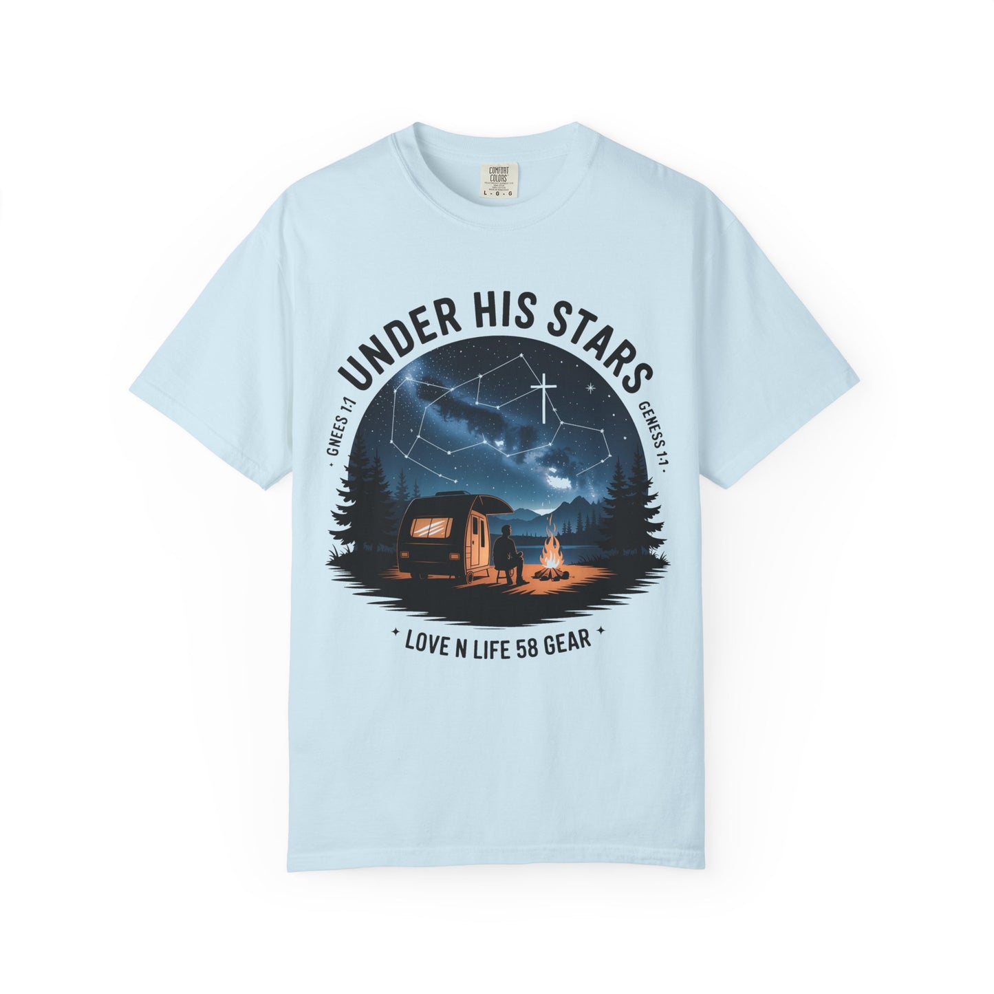 Under His Stars Short Sleeve Camping RV Tee