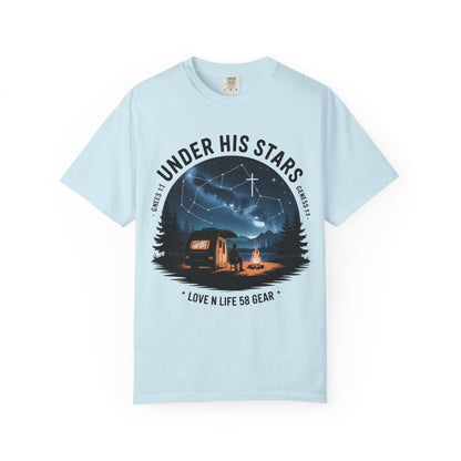 Under His Stars Short Sleeve Camping RV Tee