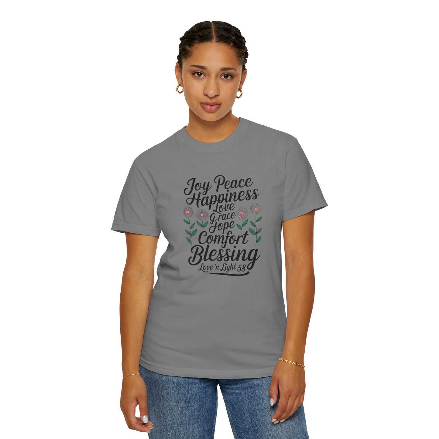 Joy Happiness and Love Tee - Comfort Colors