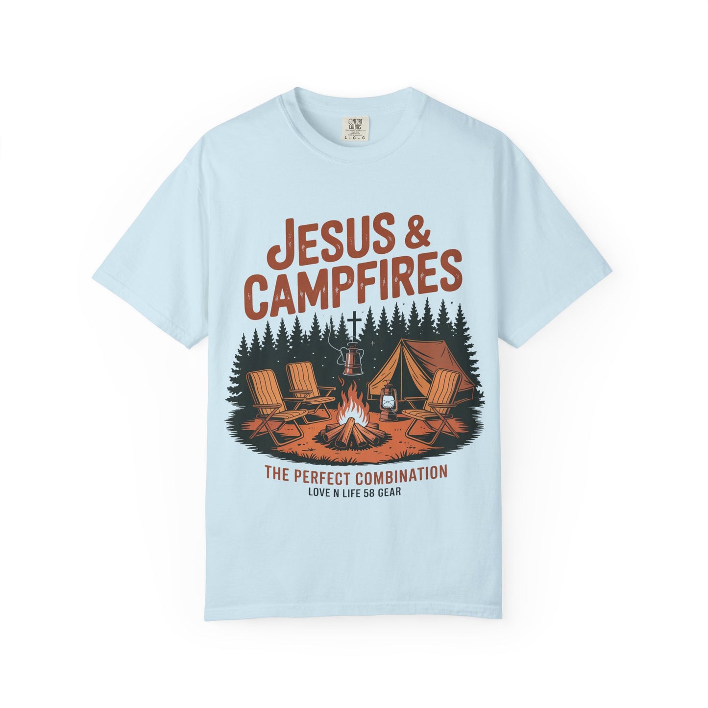 Jesus & Campfires Short Sleeve Christian Camping Tee