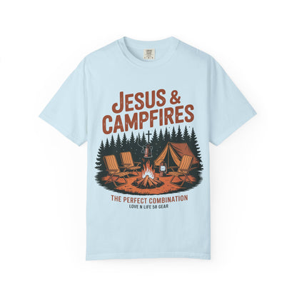 Jesus & Campfires Short Sleeve Christian Camping Tee