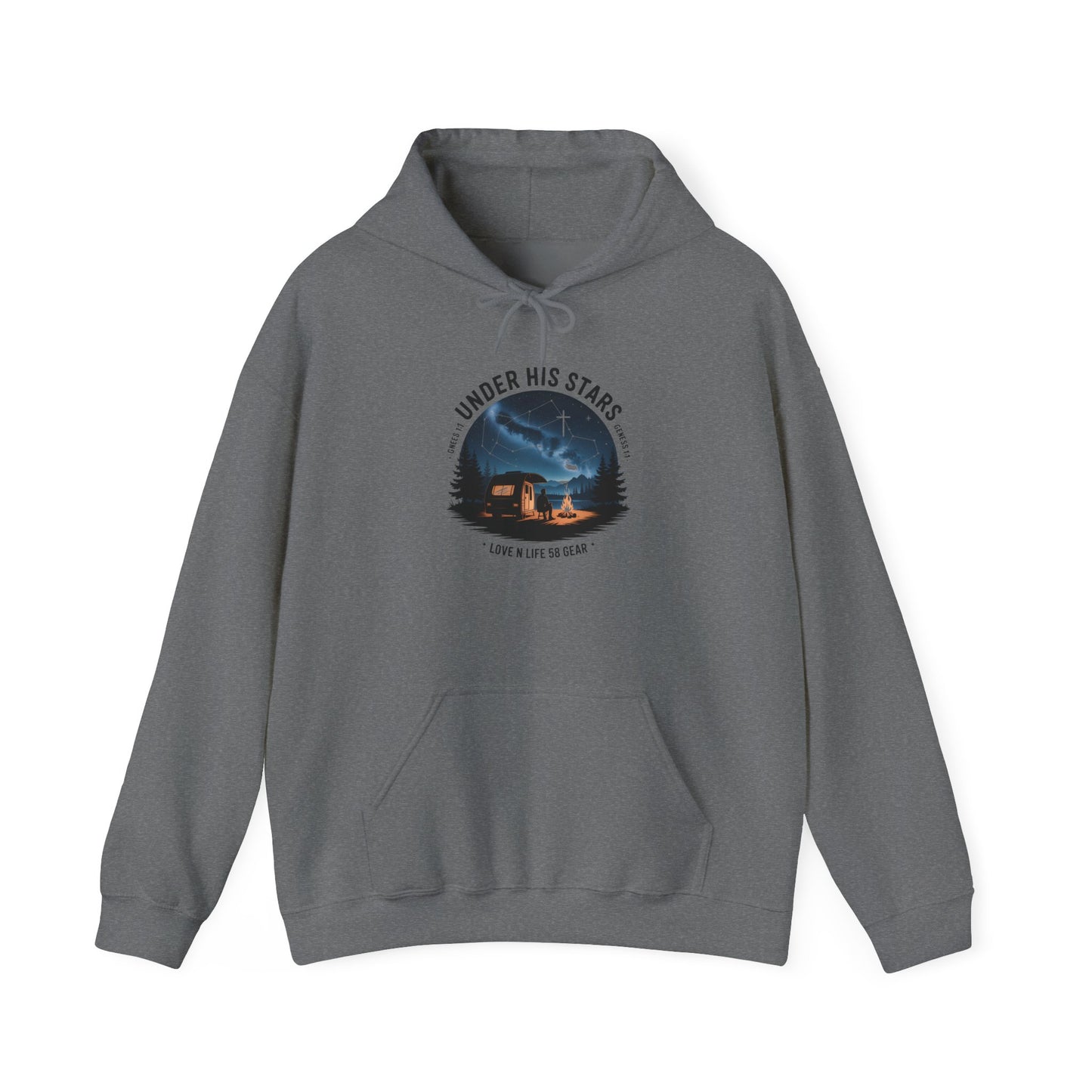 "Under His Stars" Scenic Night Sky Camping Hoodie