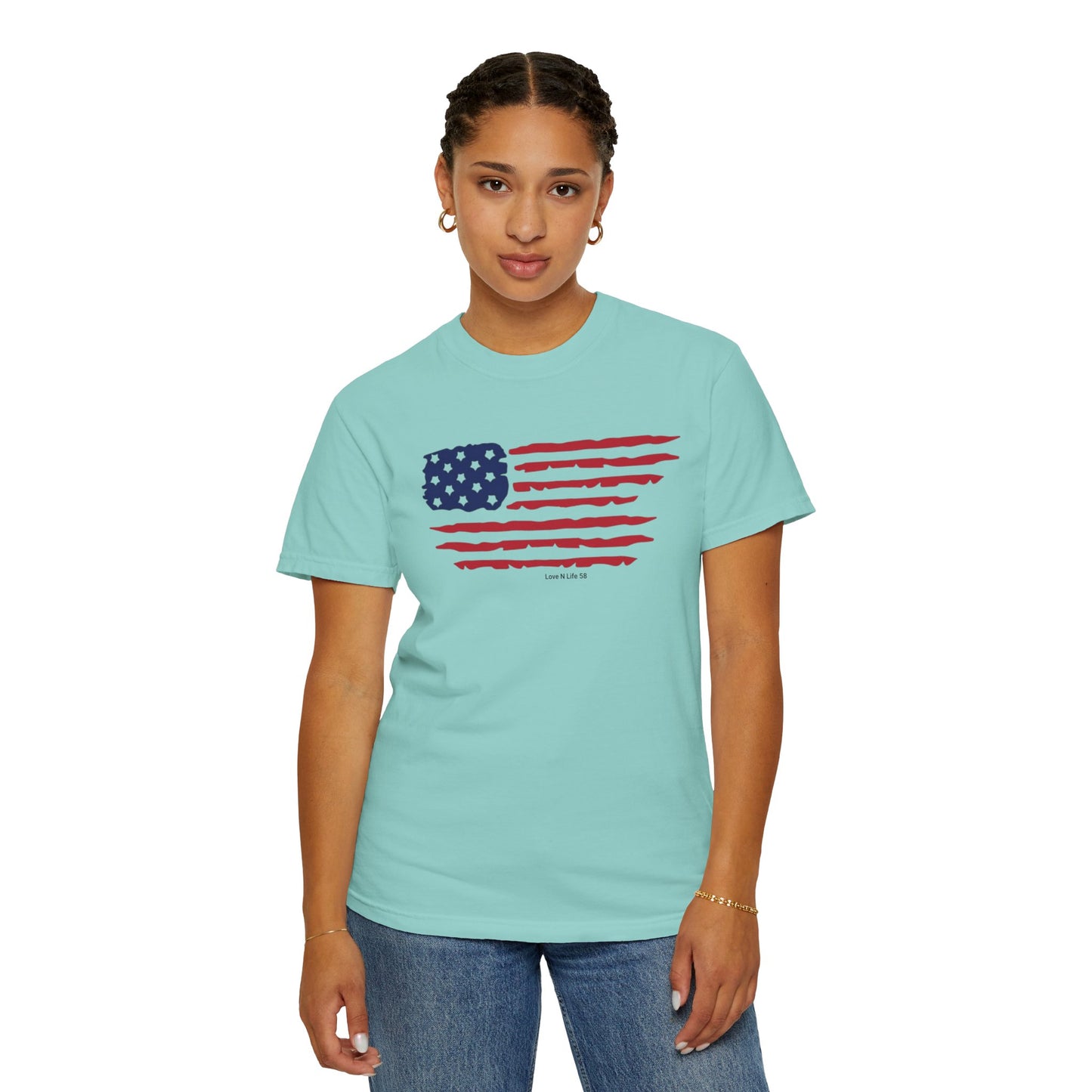 Patriotic Flag Love USA Tee - Comfort Colors