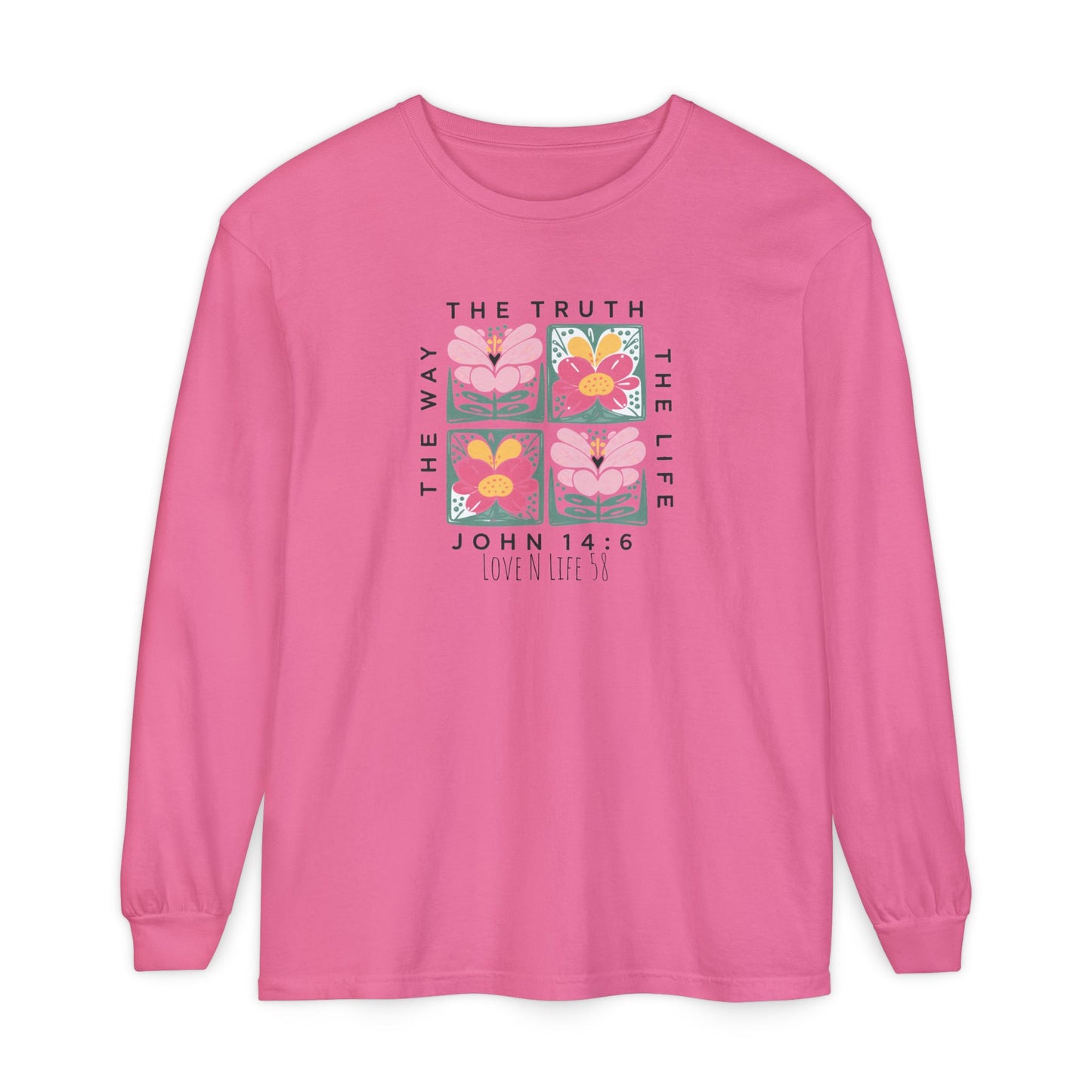 John 14:6 Floral Long Sleeve Tee — The Way, The Truth, The Life