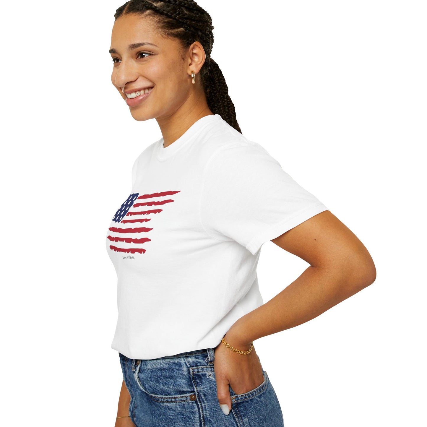 Patriotic Flag Love USA Tee - Comfort Colors