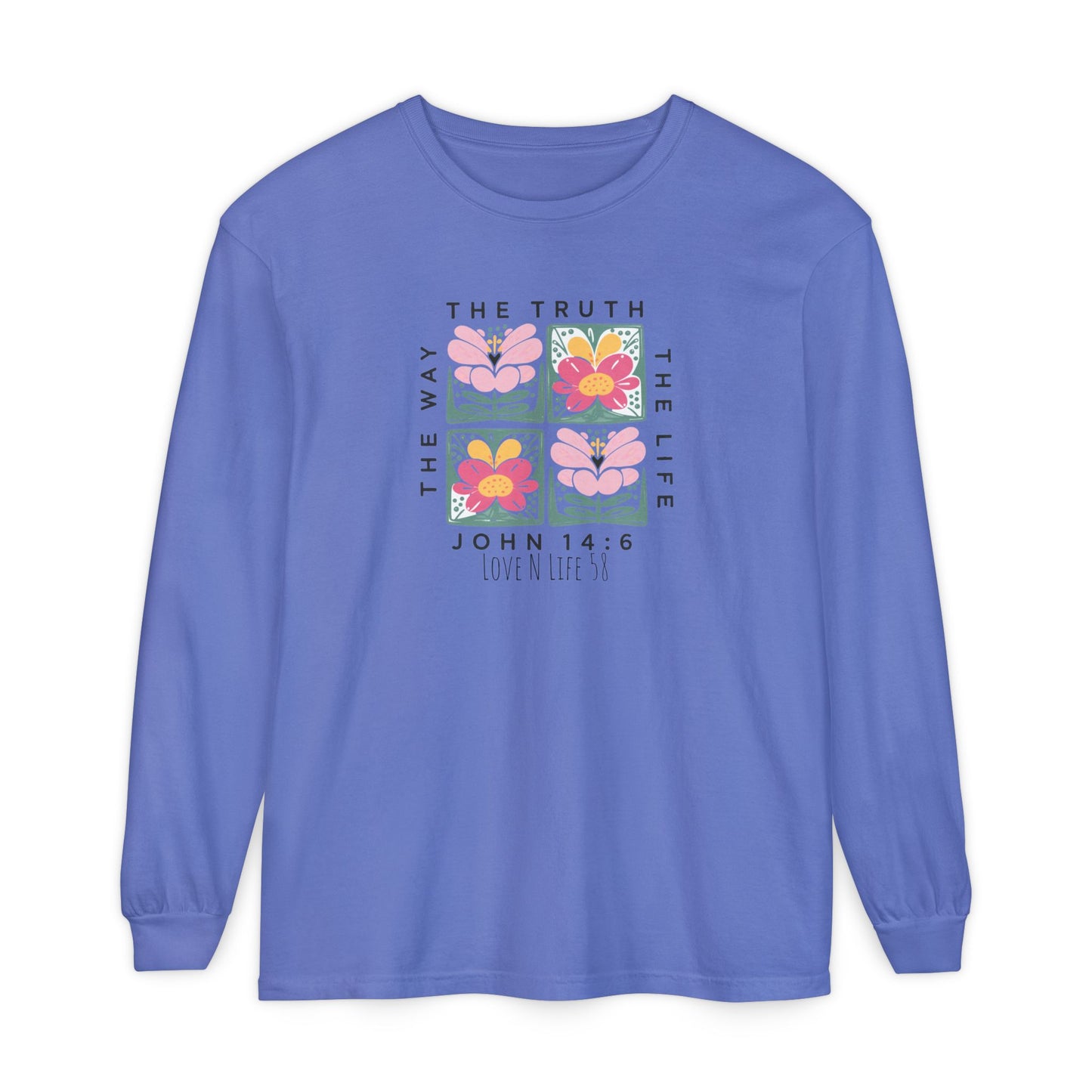 John 14:6 Floral Long Sleeve Tee — The Way, The Truth, The Life