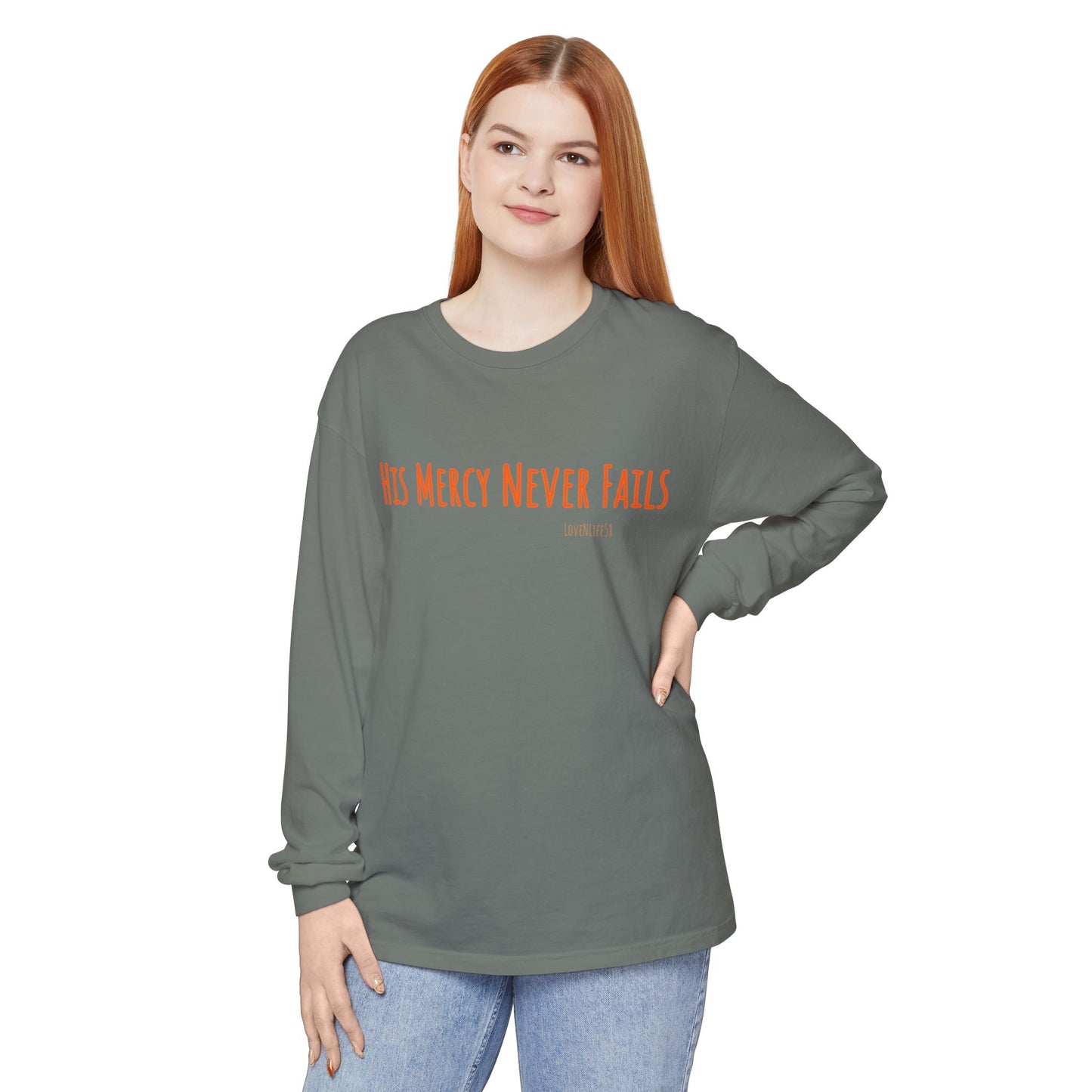 His Mercy Never Fails Tee - Comfort Colors Long Sleeve