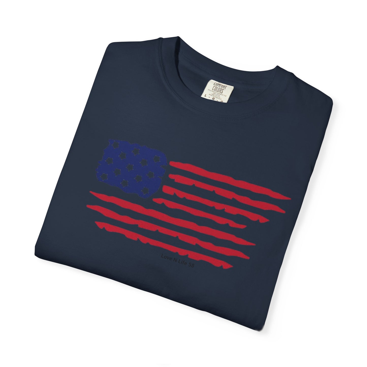 Patriotic Flag Love USA Tee - Comfort Colors