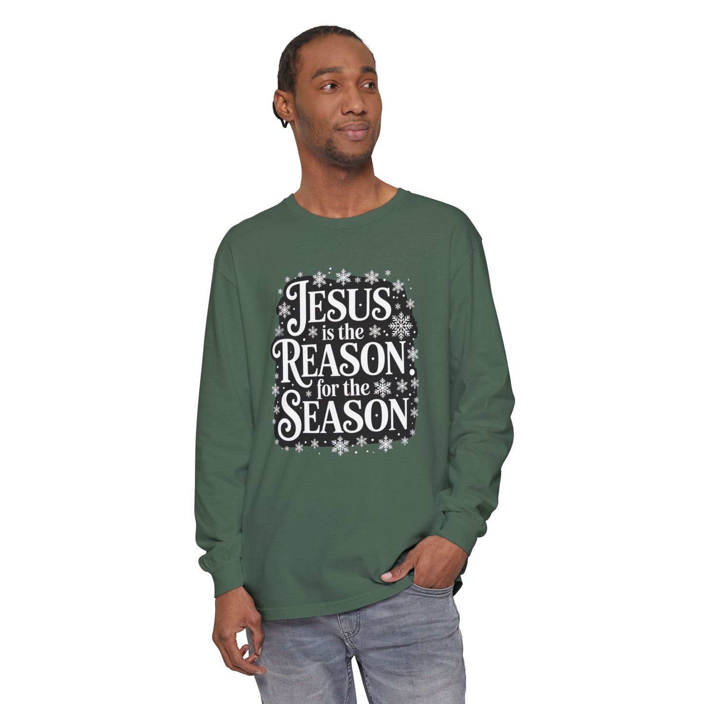 “Jesus is the Reason” Tee - Comfort Colors Long Sleeve