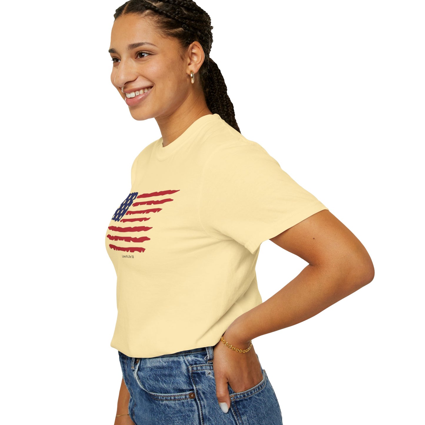 Patriotic Flag Love USA Tee - Comfort Colors