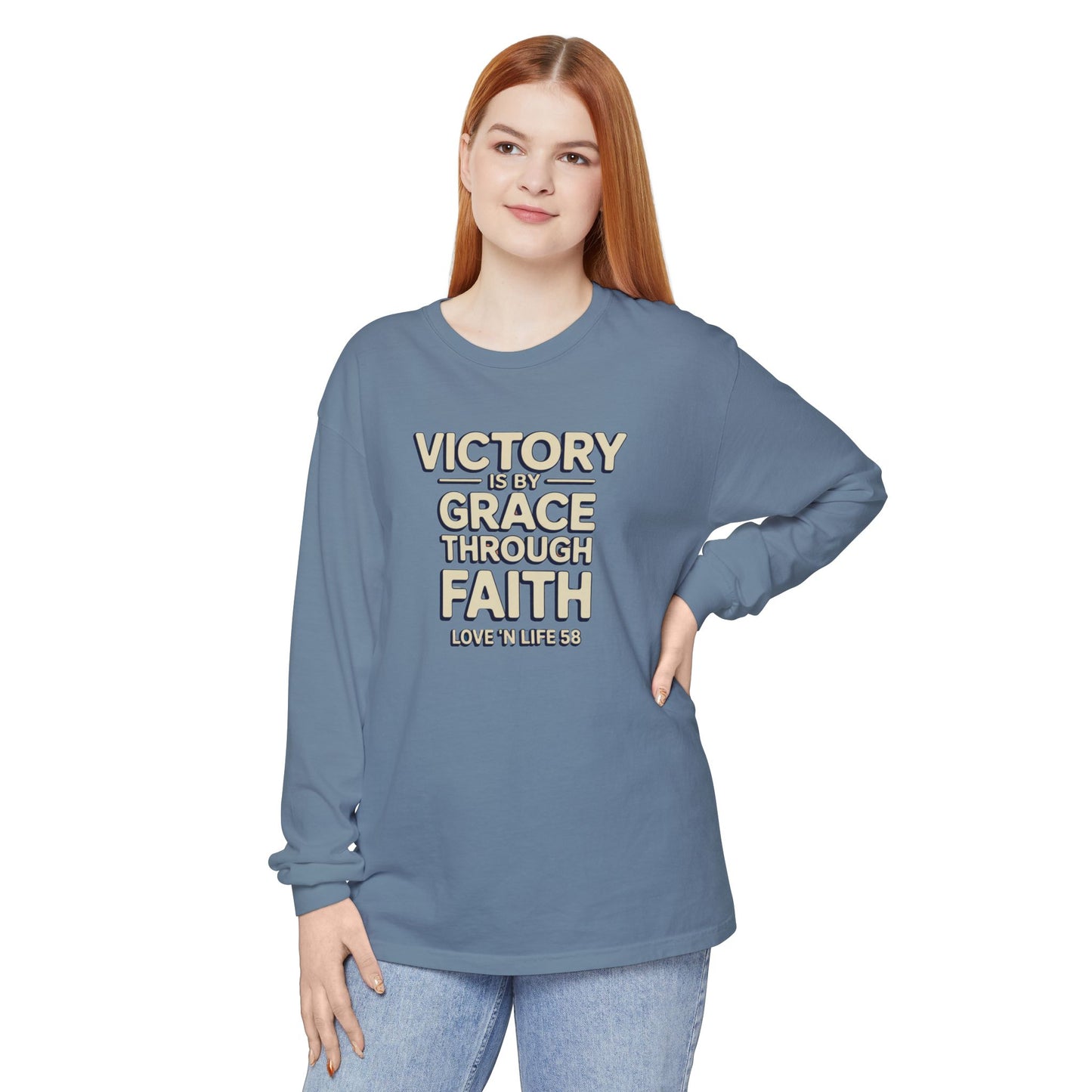 Victory By Grace - Comfort Colors Long Sleeve
