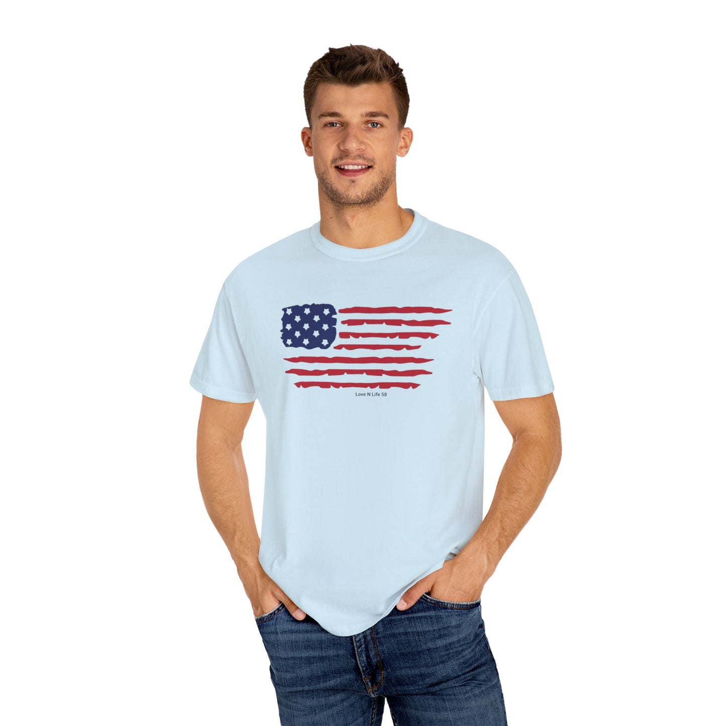 Patriotic Flag Love USA Tee - Comfort Colors
