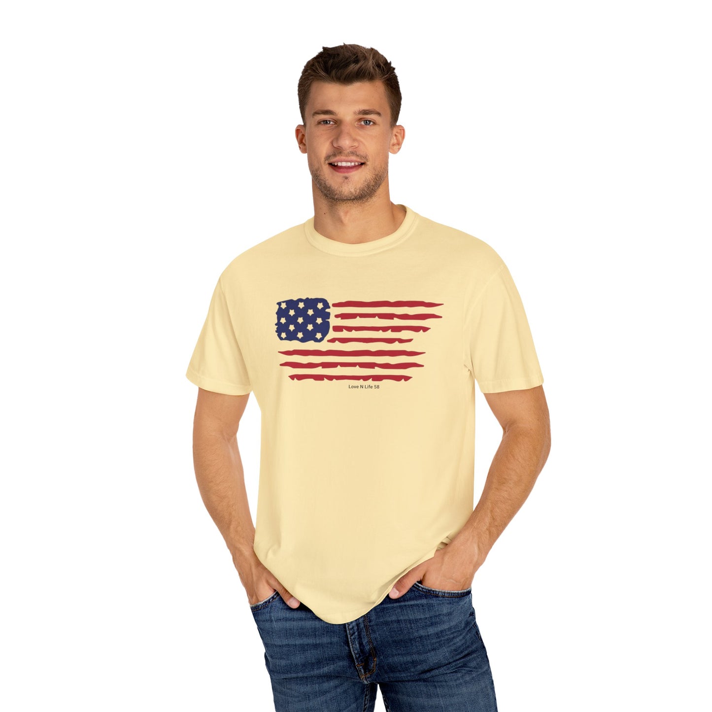 Patriotic Flag Love USA Tee - Comfort Colors