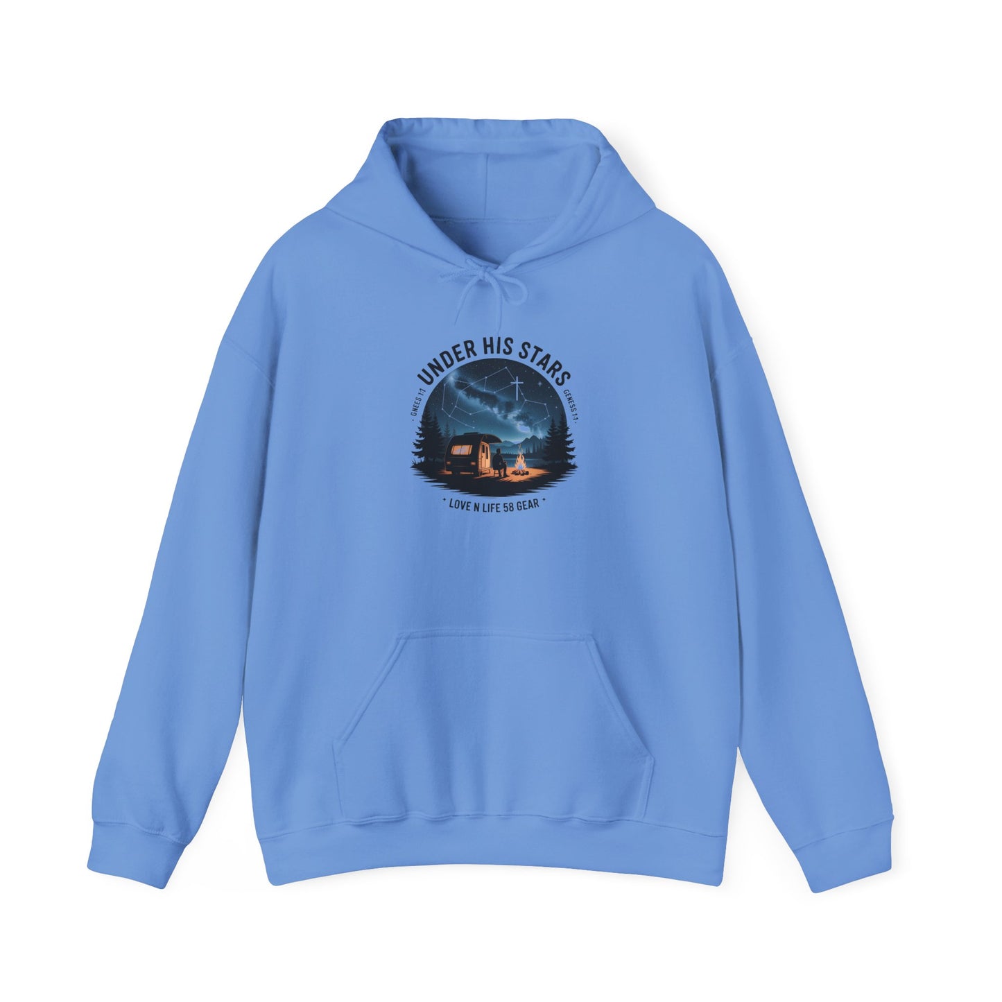 "Under His Stars" Scenic Night Sky Camping Hoodie