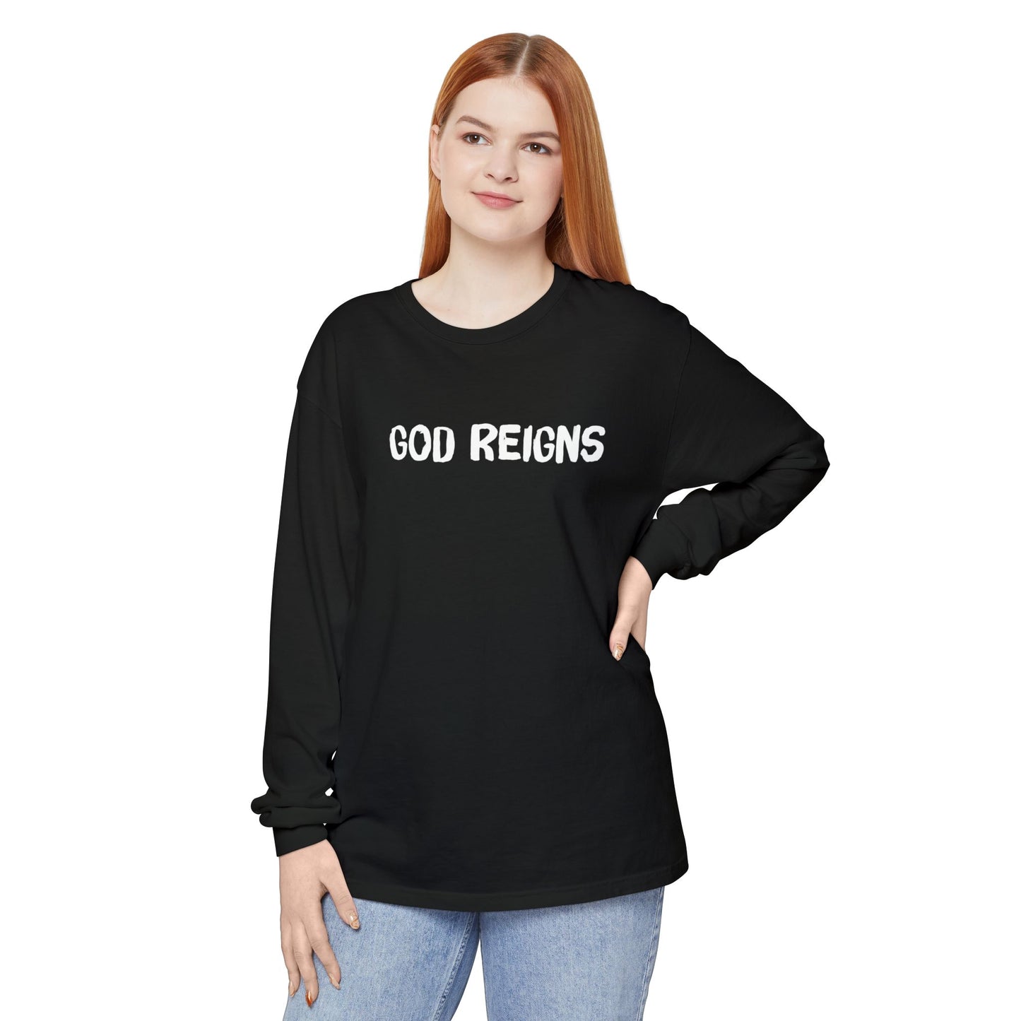 GOD REIGNS- Comfort Colors Long Sleeve