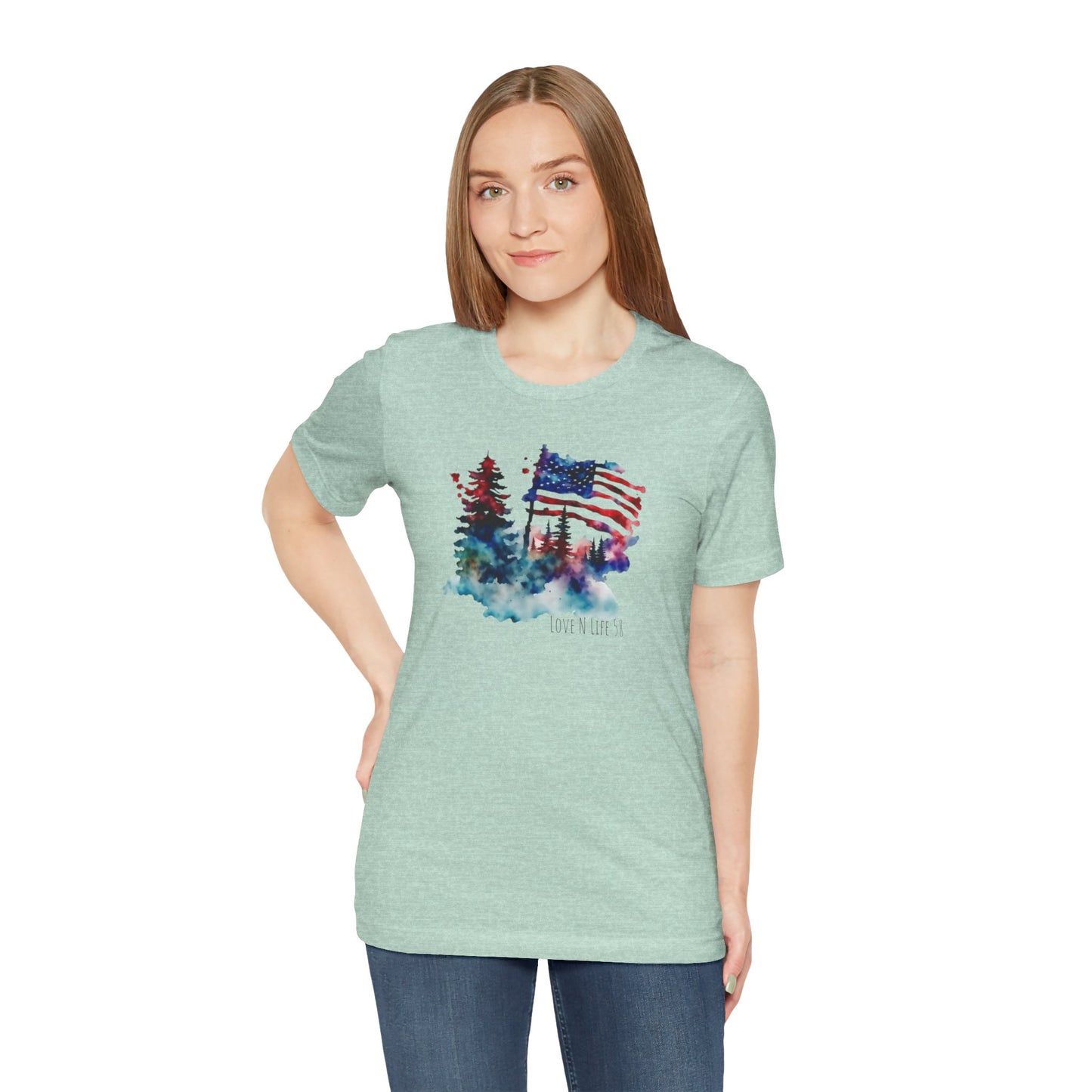 American Flag Patriotic LoveNLife58 Tee - Bella Canvas