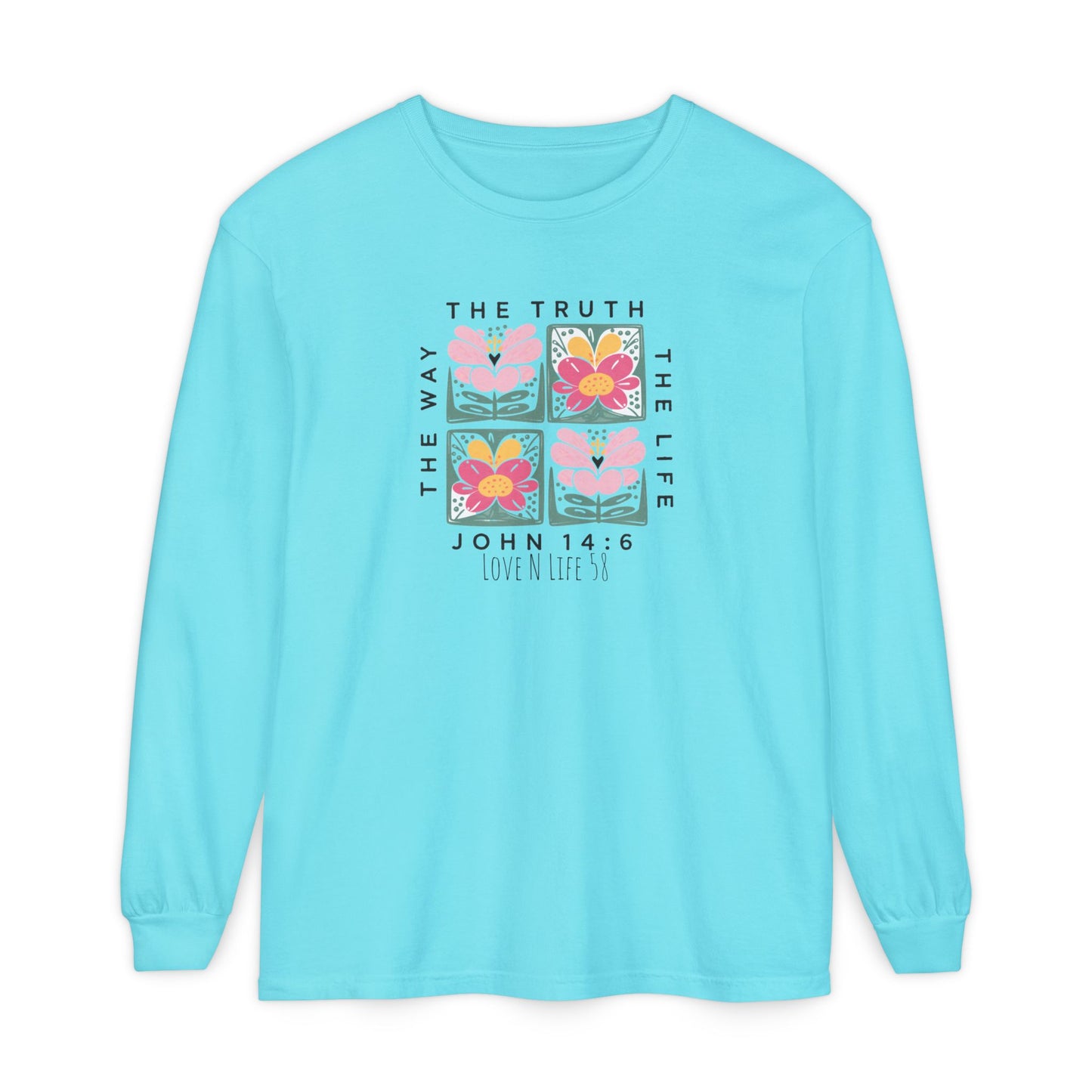 John 14:6 Floral Long Sleeve Tee — The Way, The Truth, The Life