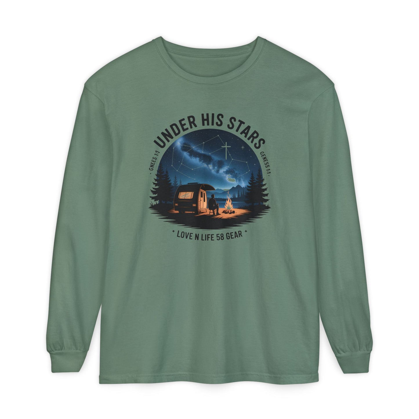 Under His Stars Camping Long Sleeve Tee