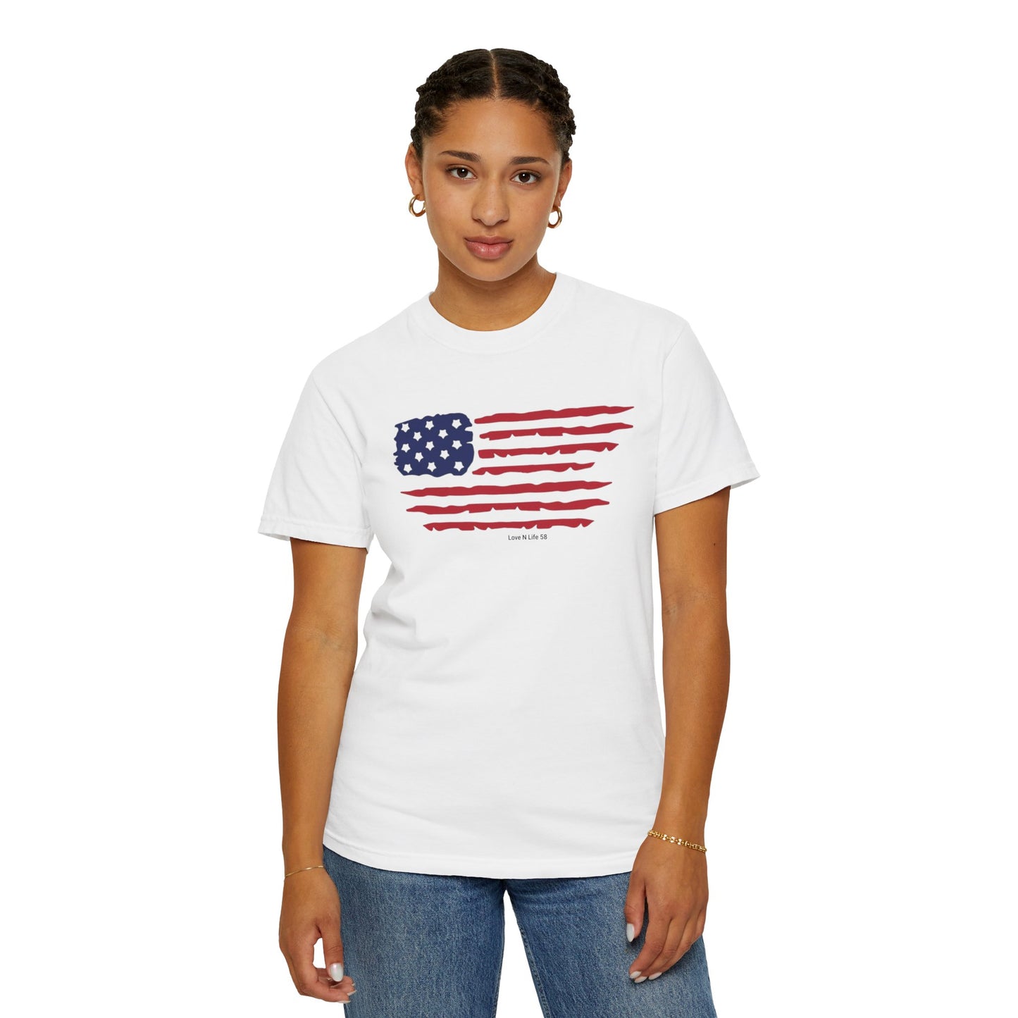 Patriotic Flag Love USA Tee - Comfort Colors