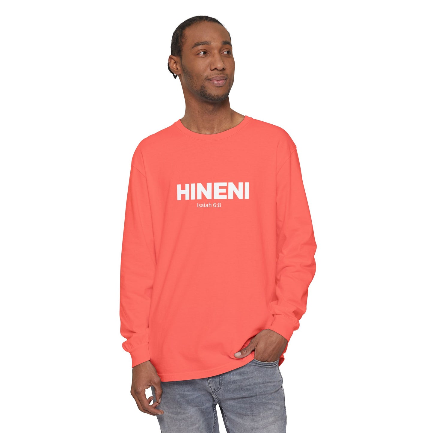 HINENI Isaiah 6: 8 Long Sleeve T-Shirt - Comfort Colors