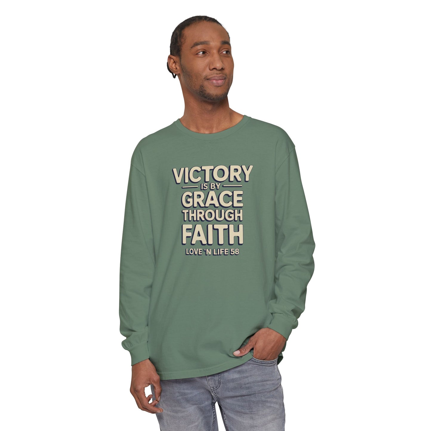 Victory By Grace - Comfort Colors Long Sleeve