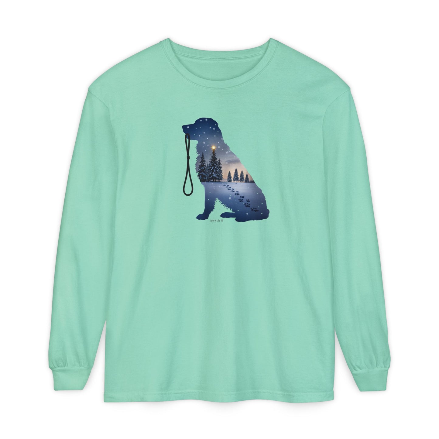 Winter Snowy Night Retriever Long Sleeve Tee