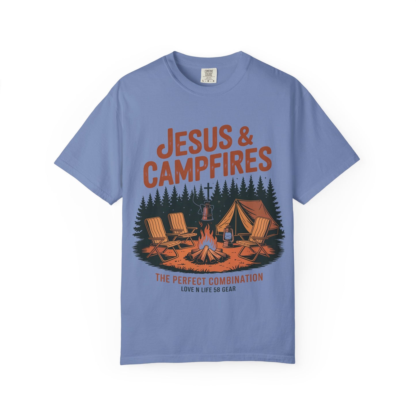 Jesus & Campfires Short Sleeve Christian Camping Tee