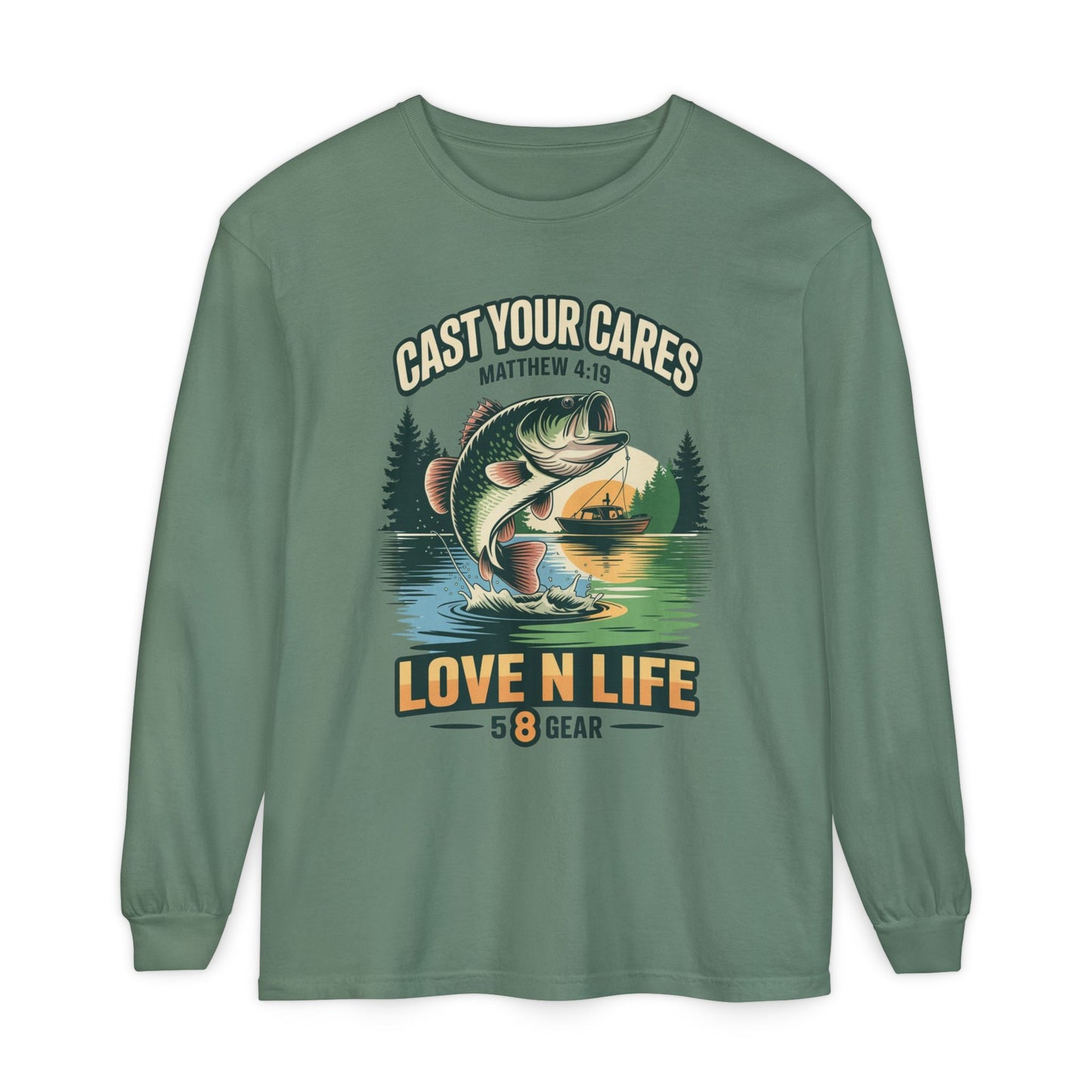 "Cast Your Cares" Mathew 4:19 Long Sleeve Unisex Tee
