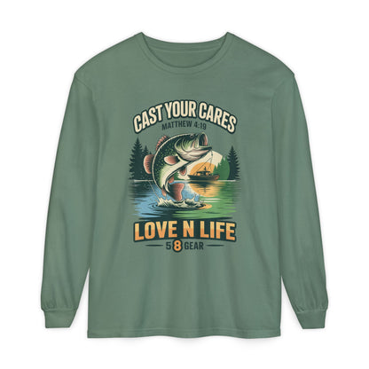 "Cast Your Cares" Mathew 4:19 Long Sleeve Unisex Tee