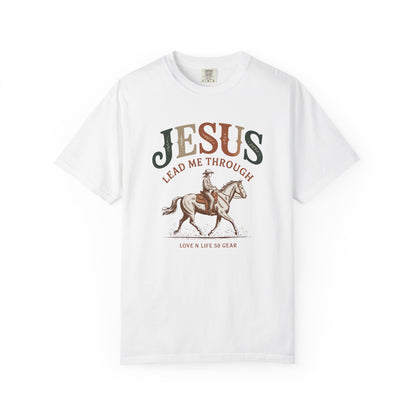 Jesus Lead Me Through Short Sleeve Tee — Christian Cowgirl Faith Tee