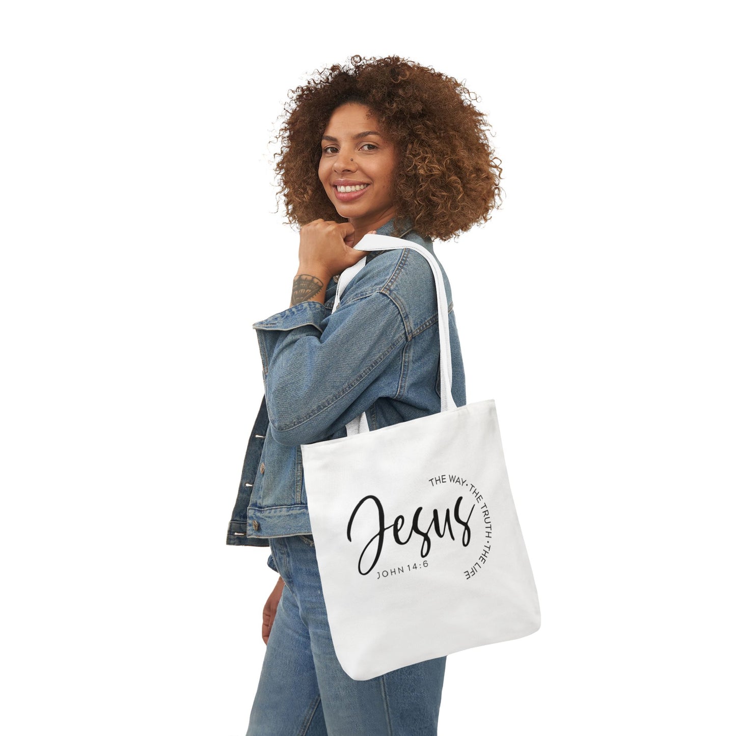 Inspirational Canvas Tote Bag - Faithful Design, Jesus Quote