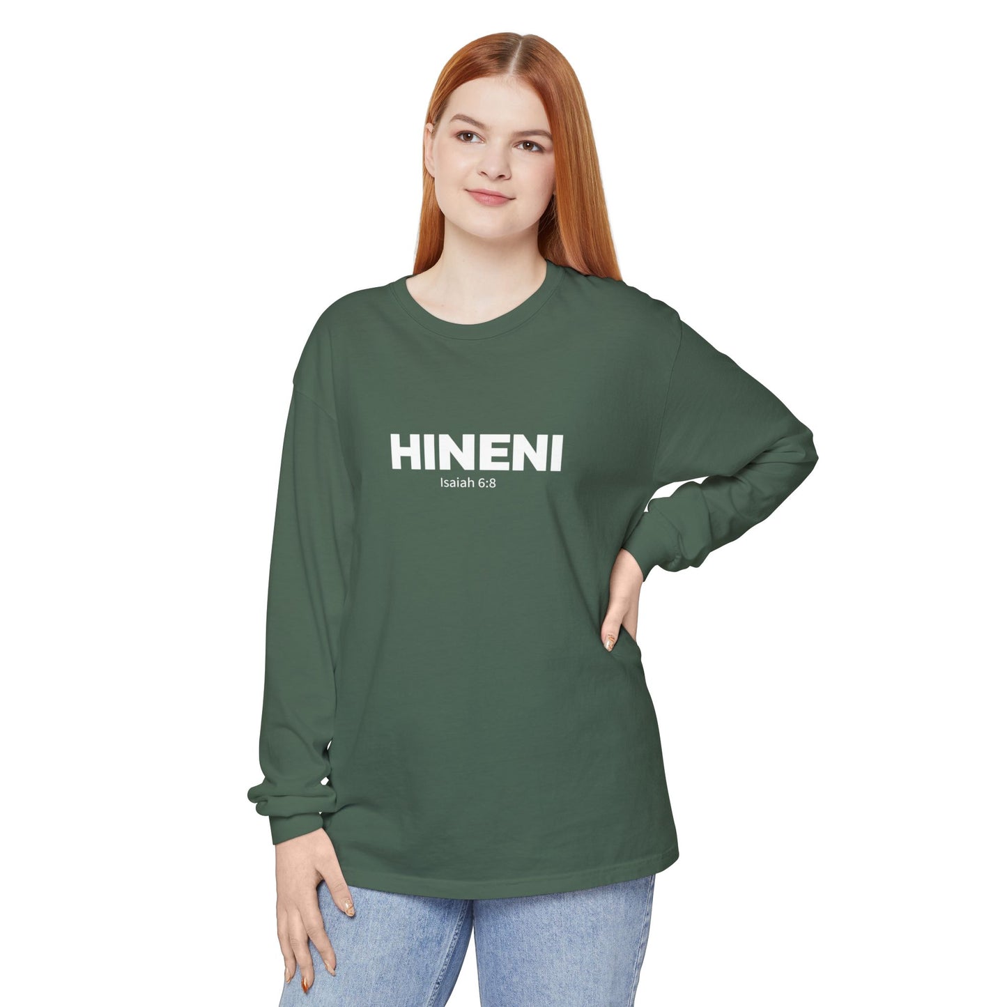 HINENI Isaiah 6: 8 Long Sleeve T-Shirt - Comfort Colors