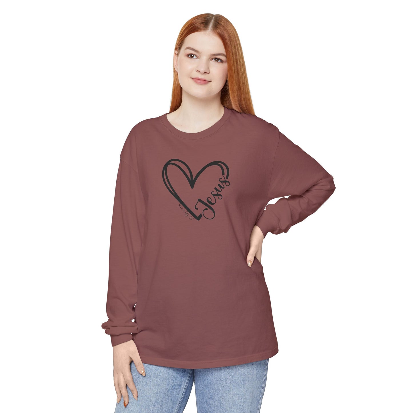 Jesus Heart Tee - Comfort Colors Long Sleeve