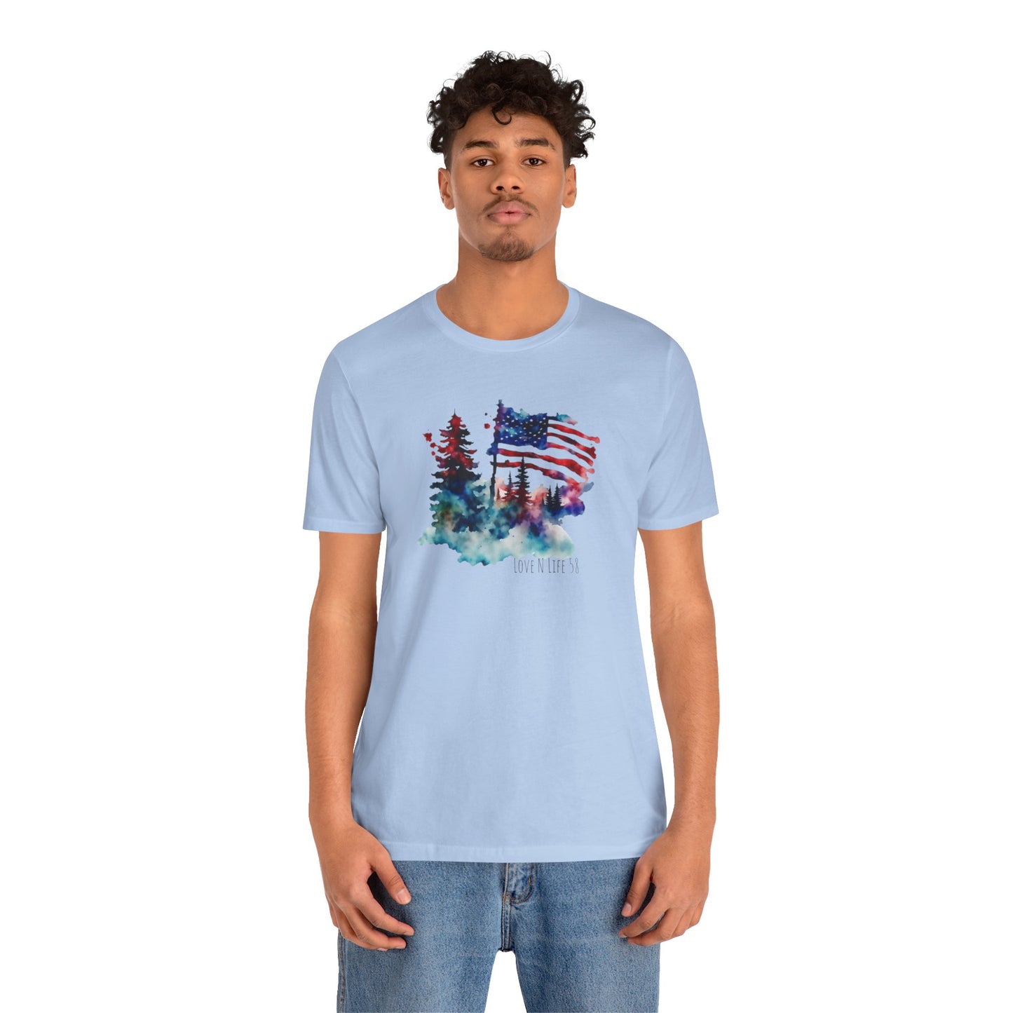 American Flag Patriotic LoveNLife58 Tee - Bella Canvas